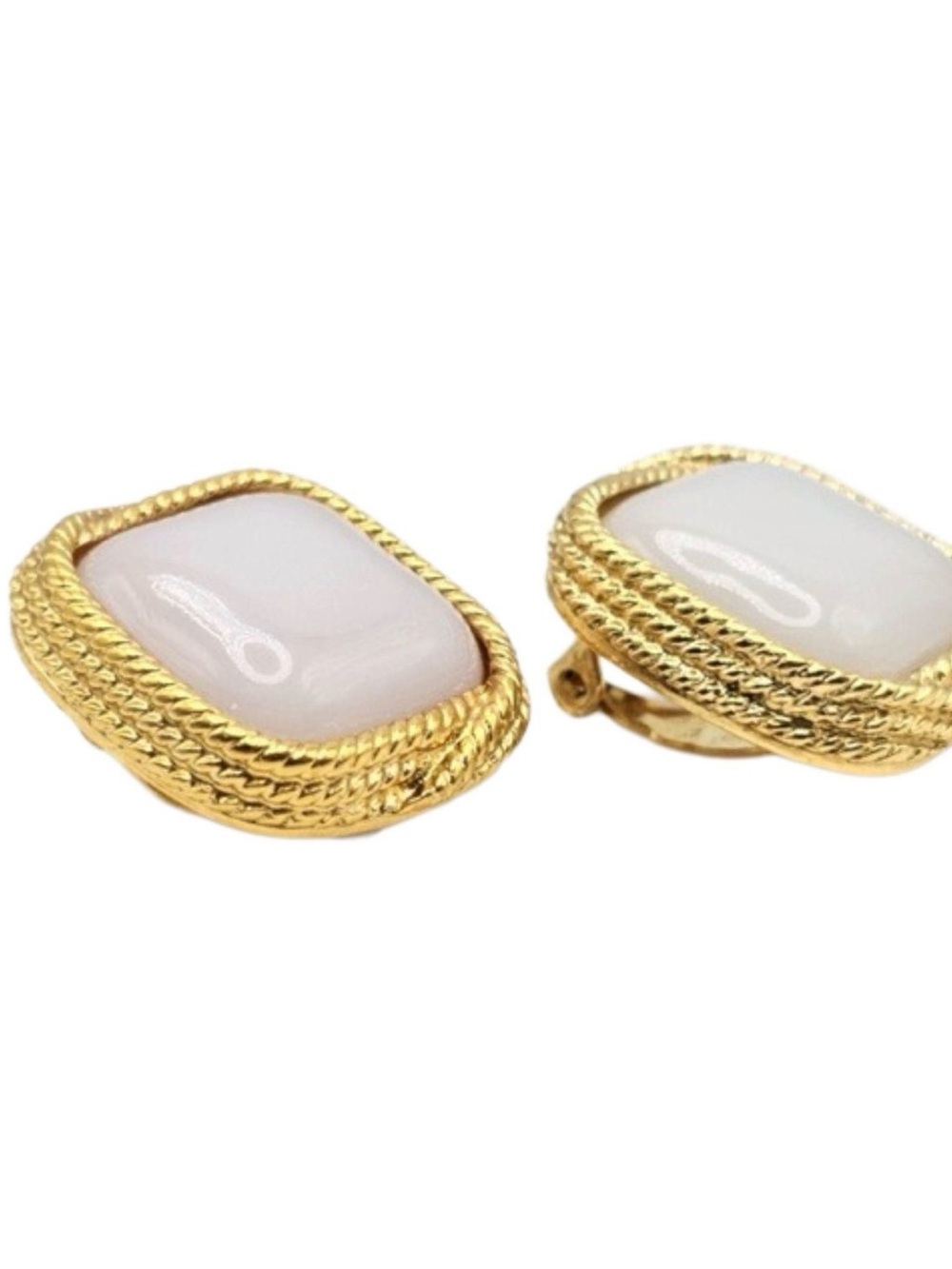 Authentic vintage 1993 Chanel Earrings w/Gripoix poured glass & gold border - Picture 4 of 16
